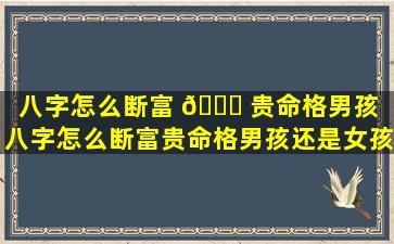 八字怎么断富 🐒 贵命格男孩（八字怎么断富贵命格男孩还是女孩）